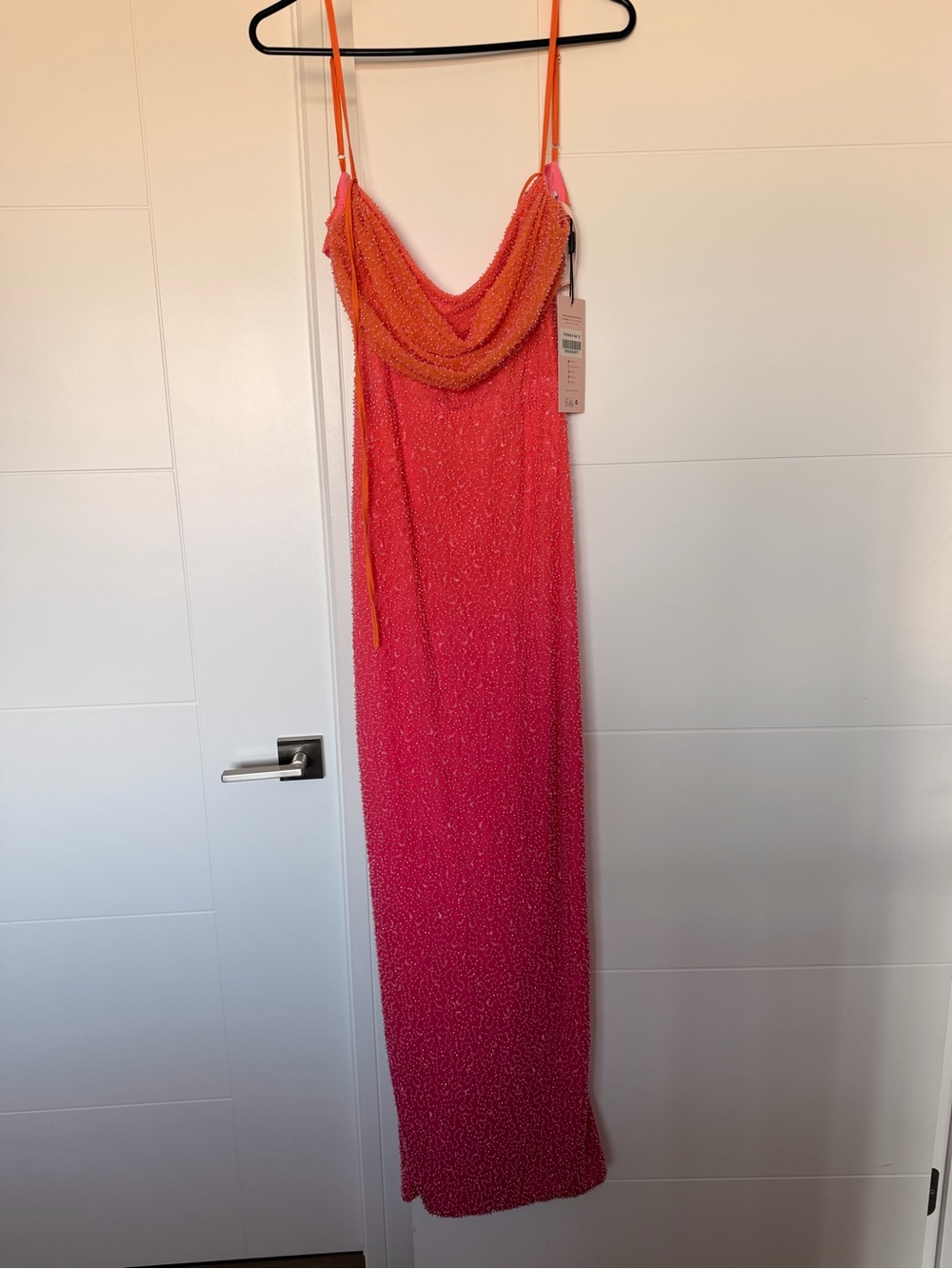 Oh Polly Pink to Orange Ombre Cowl Slip Maxi Dress